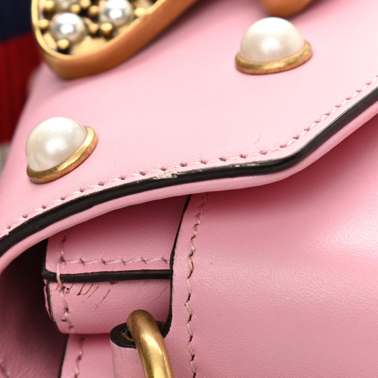 Nappa Pearl Studded Mini Queen Margaret Broadway Shoulder Bag Sugar Pink