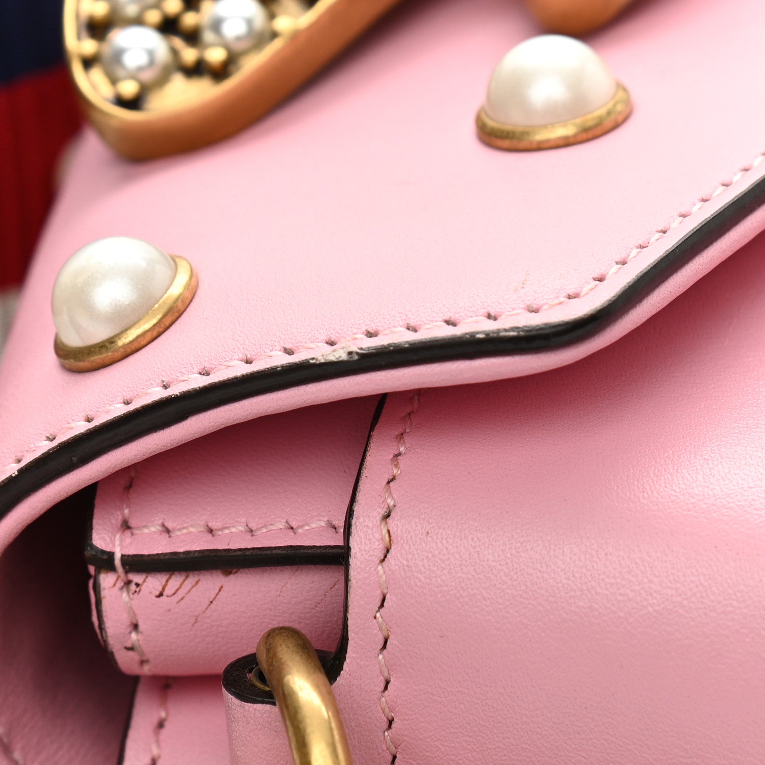 Gucci Nappa Pearl Studded Mini Queen Margaret Broadway Shoulder Bag Sugar Pink 11 of 12