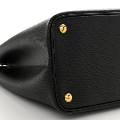 Prada Saffiano Cuir Medium Double Bag Black Fuoco 8 of 9