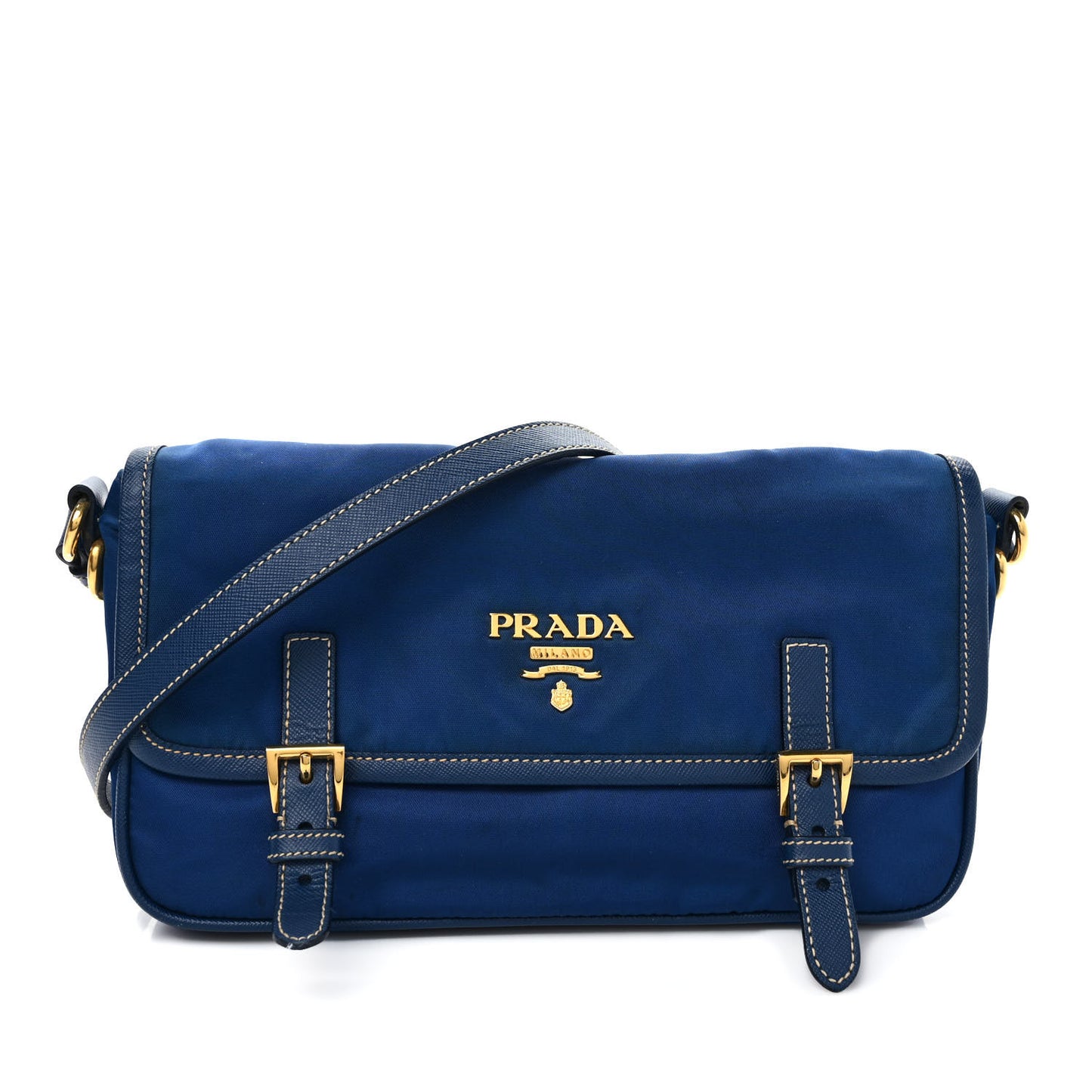 Tessuto Nylon Saffiano Small Messenger Bag Blue