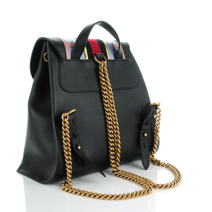 Gucci Calfskin Web GG Marmont Flap Chain Backpack Black 3 of 7