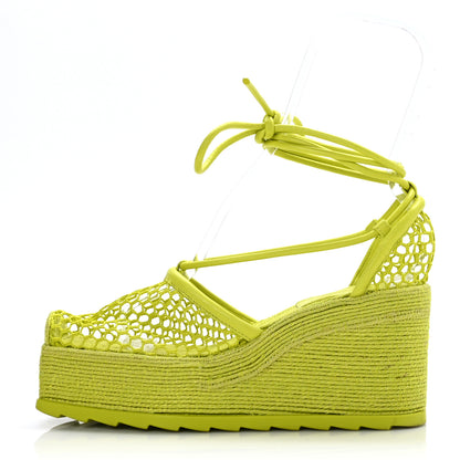 Bottega Veneta Mesh Lambskin Sporty Web Stretch Ankle Tie Espadrilles 38 Kiwi 1 of 8