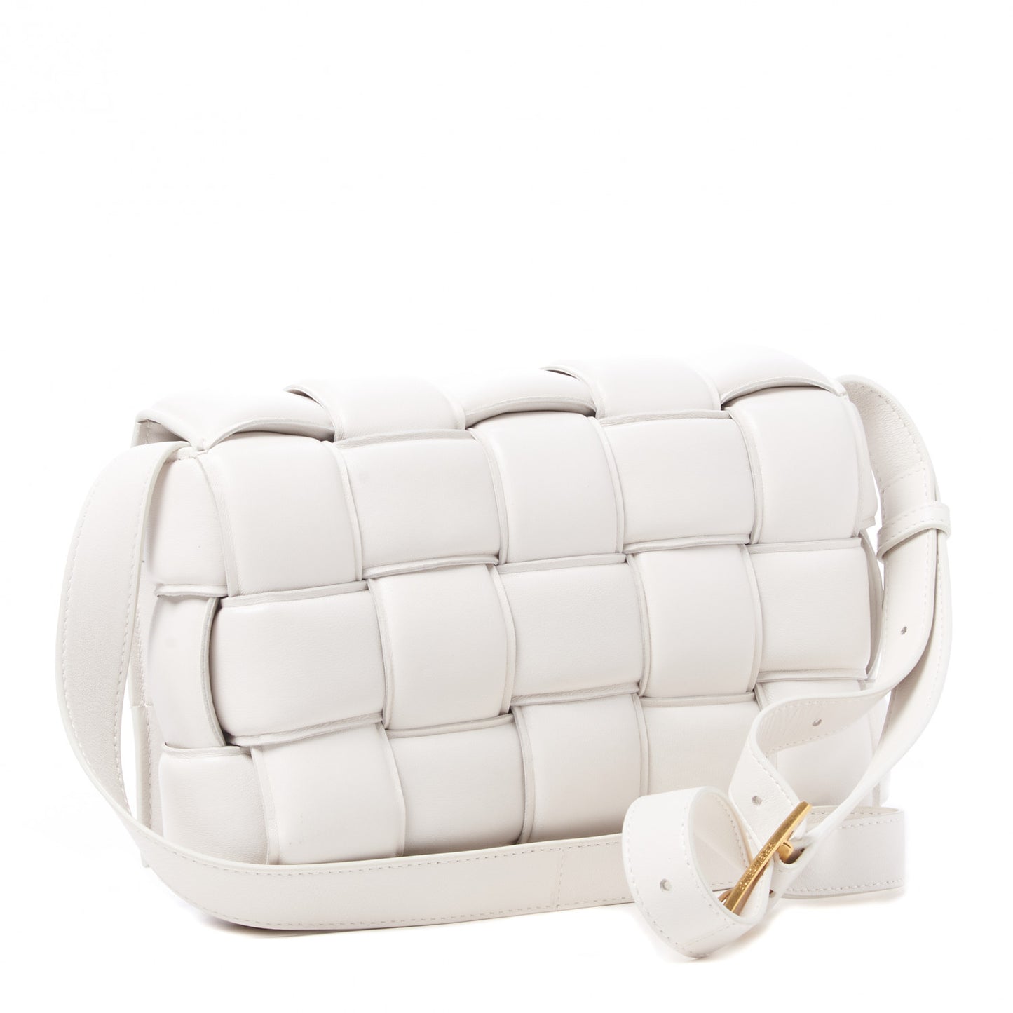 Nappa Maxi Intreccio Padded Cassette Crossbody Bag Chalk