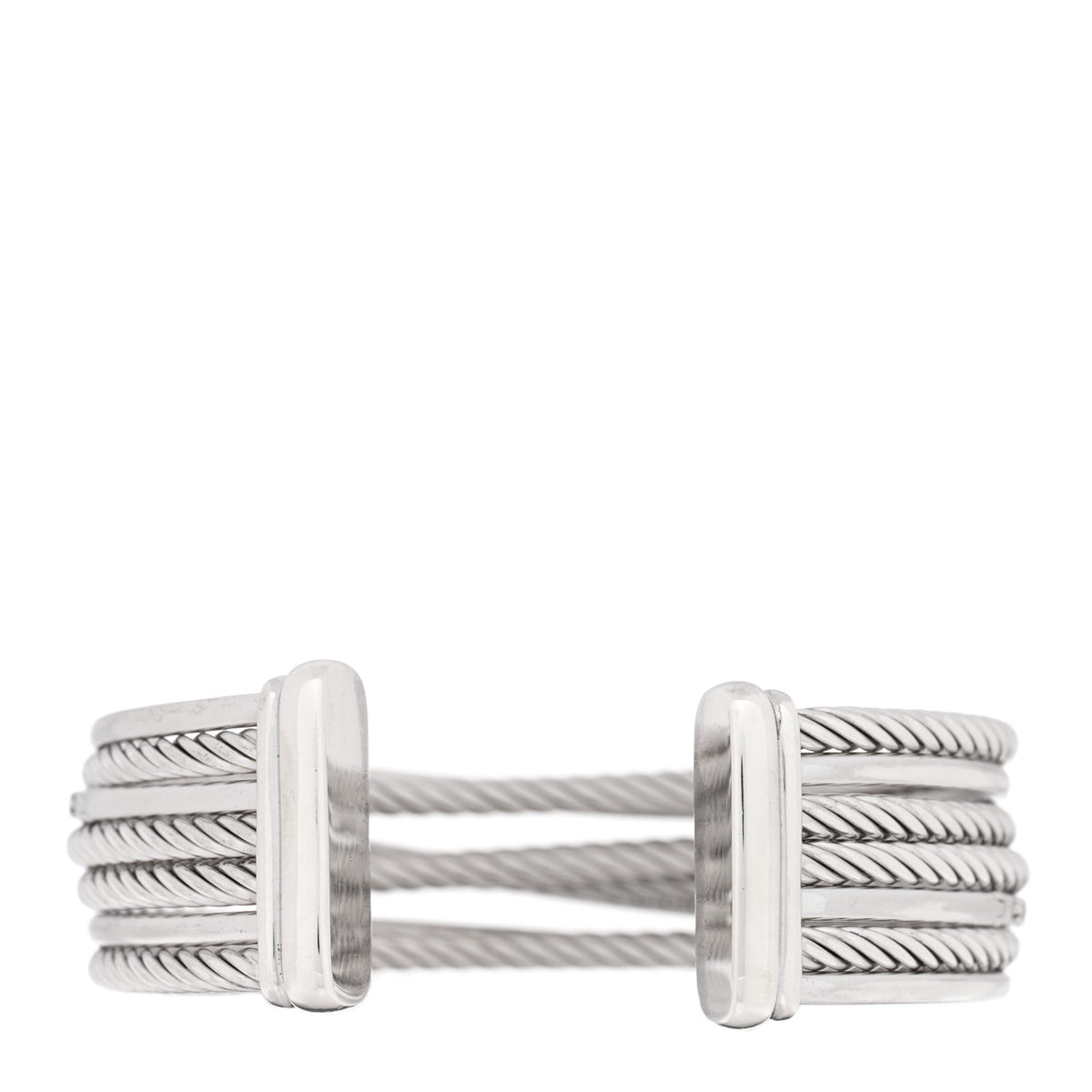 Sterling Silver Diamond Crossover Four Row Cuff Bracelet