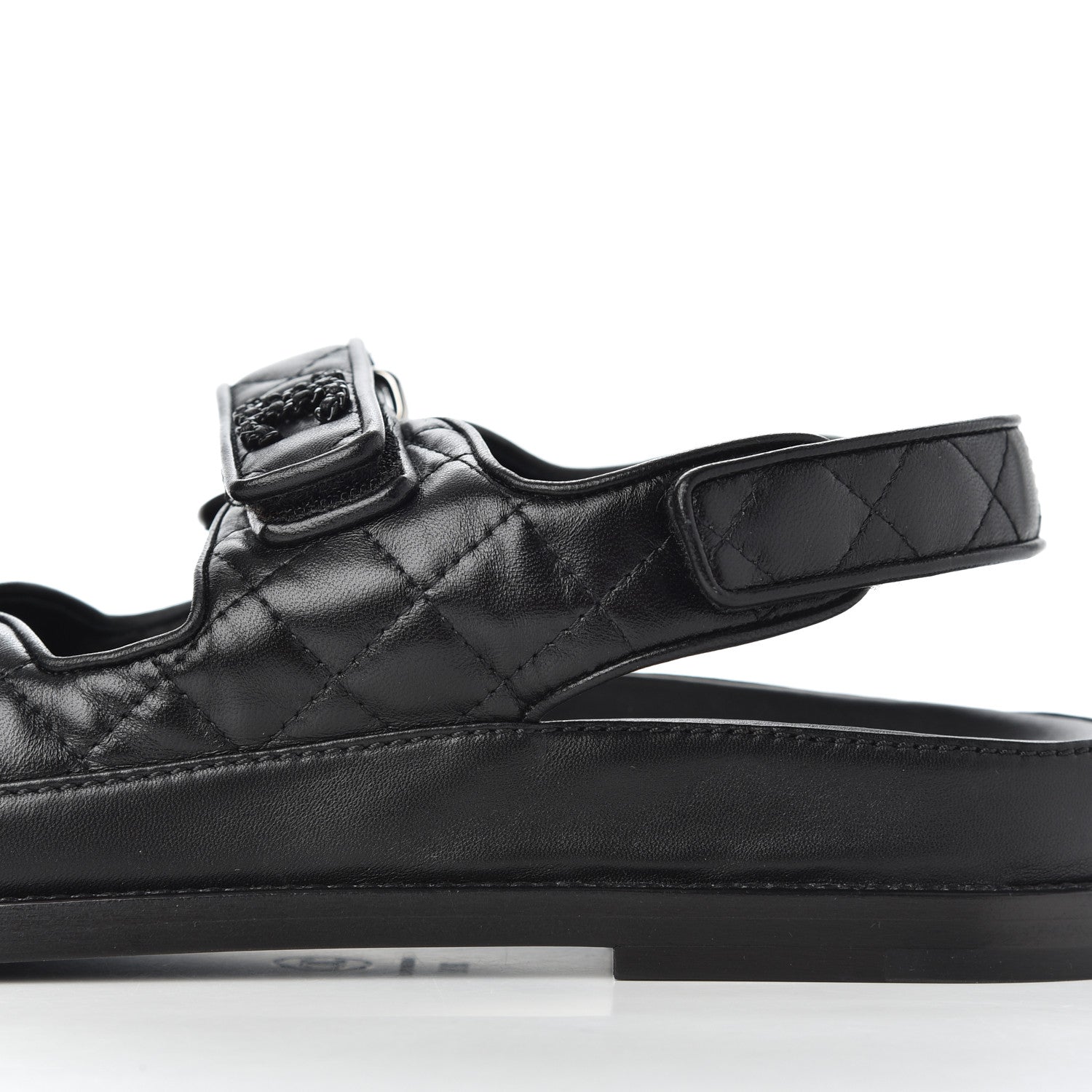 Chanel Lambskin Velcro Dad Sandals 38.5 Black 10 of 16