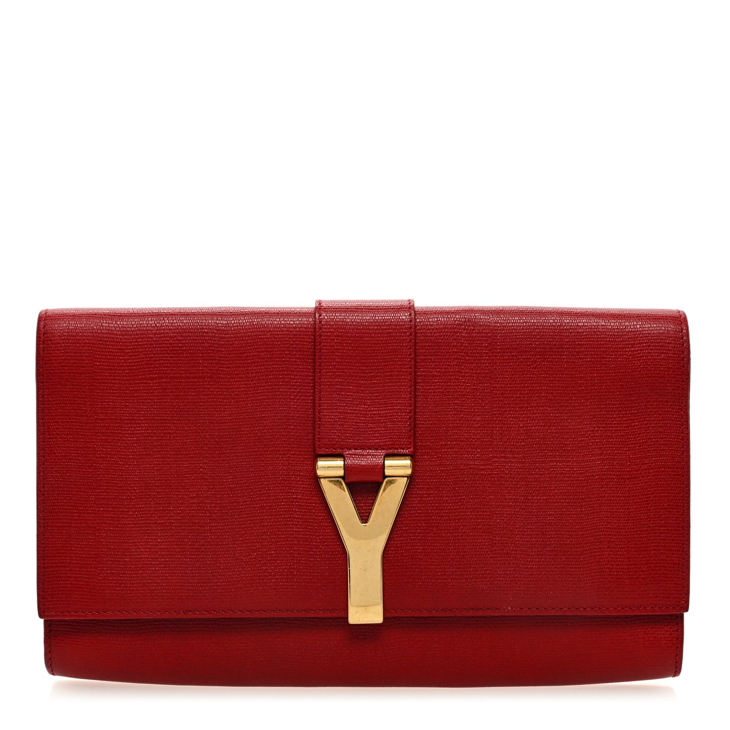 Textured Calfskin Classic Y Ligne Clutch Red
