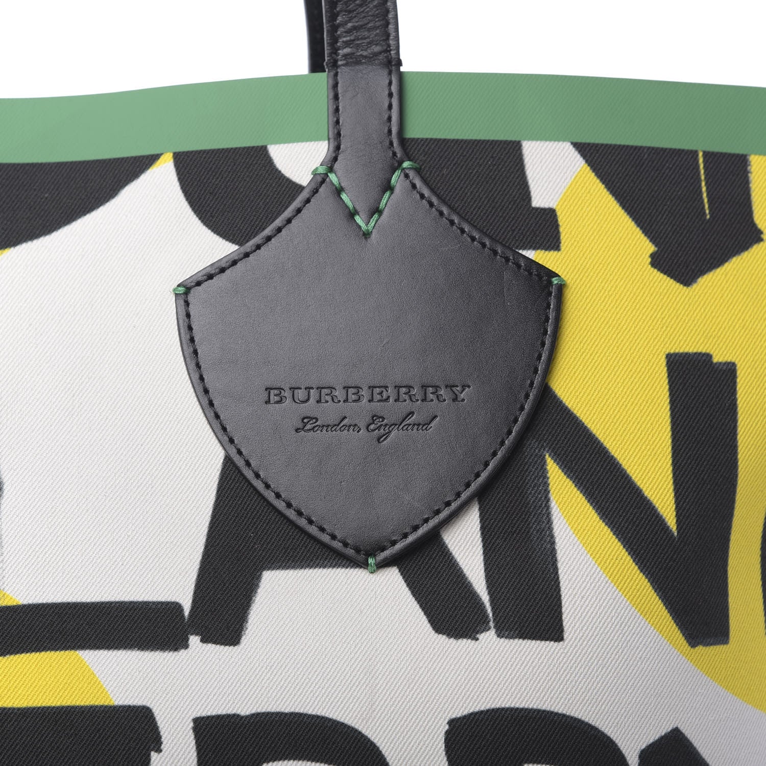 Burberry Canvas Giant Logo Graffiti Print Reversible Tote Black Green 9 of 16