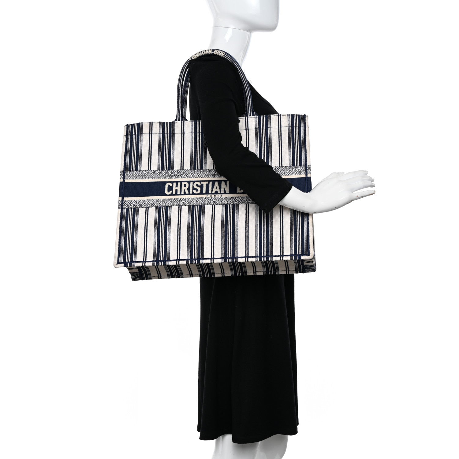Christian Dior Canvas Embroidered Forte Dei Marmi Striped Book Tote Blue 2 of 22