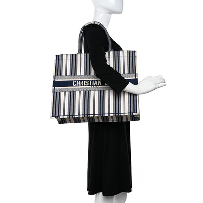 Christian Dior Canvas Embroidered Forte Dei Marmi Striped Book Tote Blue 2 of 22