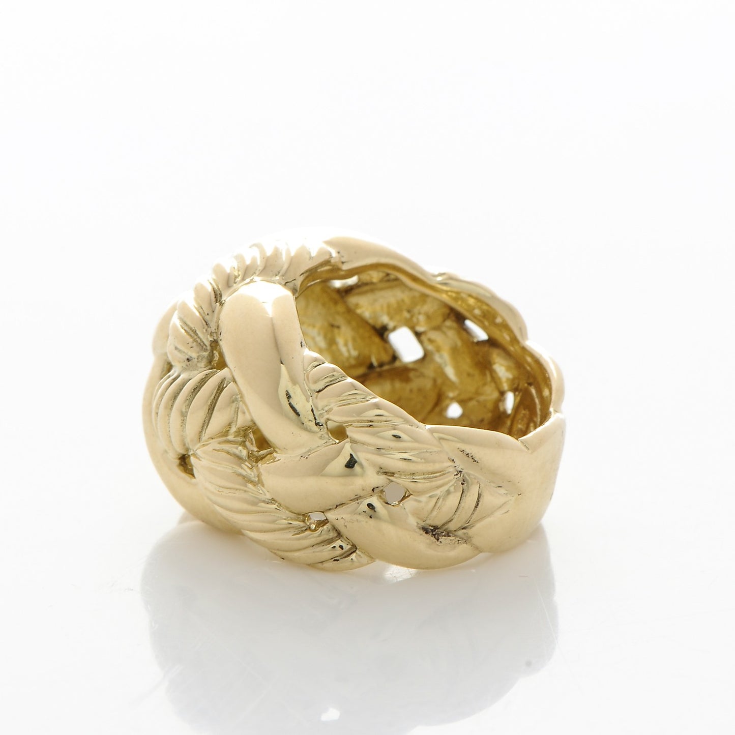 18K Yellow Gold Wide Woven Cable Ring 51.5 6