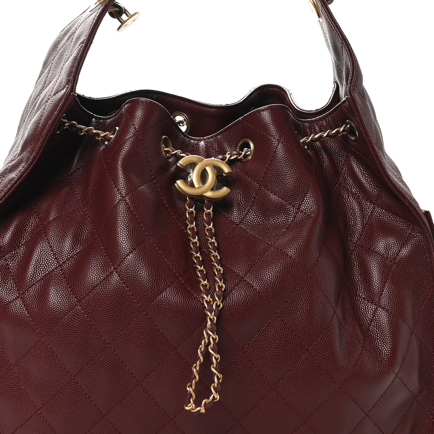 Caviar Quilted Medium Chanel 25 Handbag Burgundy
