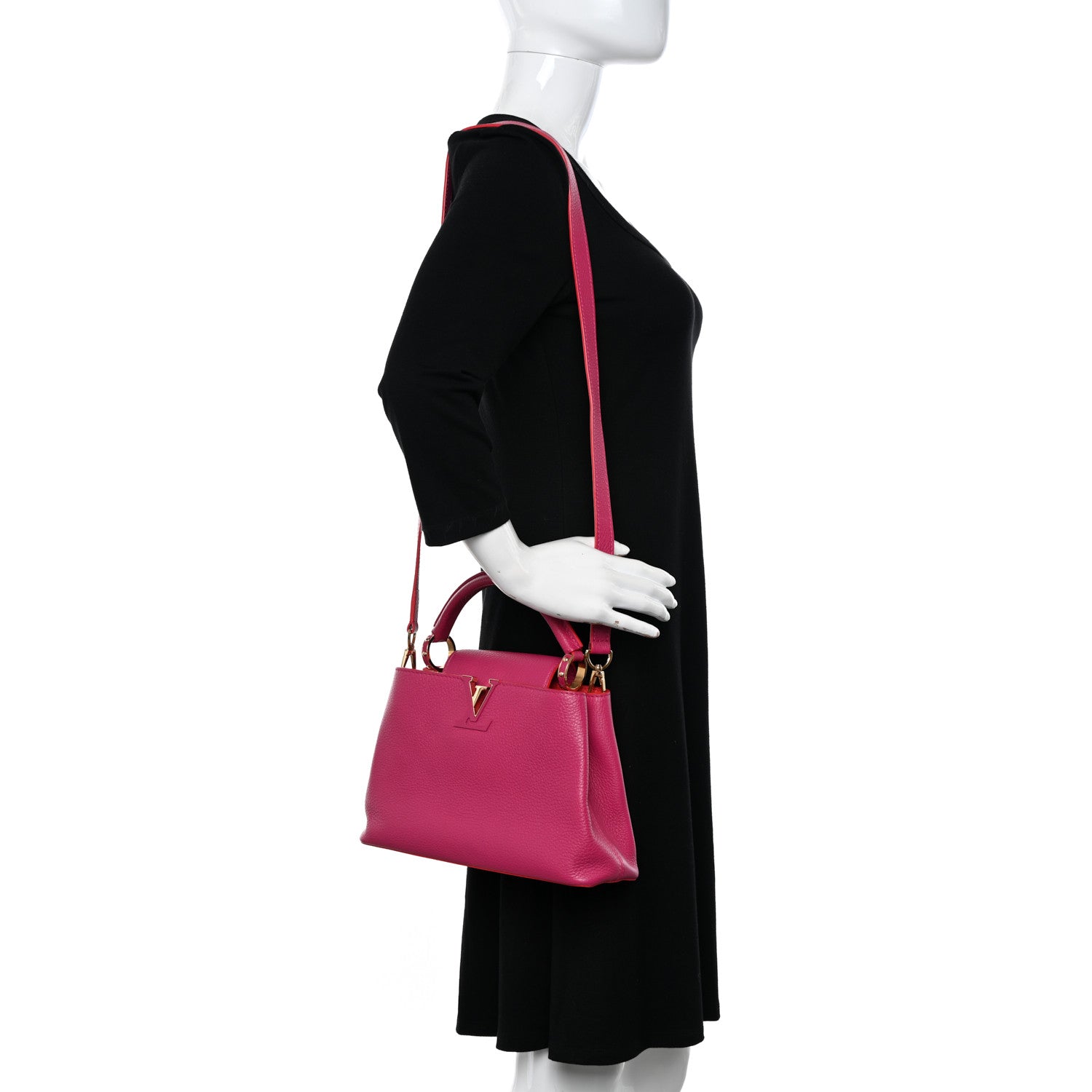 Louis Vuitton Taurillon Capucines BB Hibiscus Flamingo 2 of 11