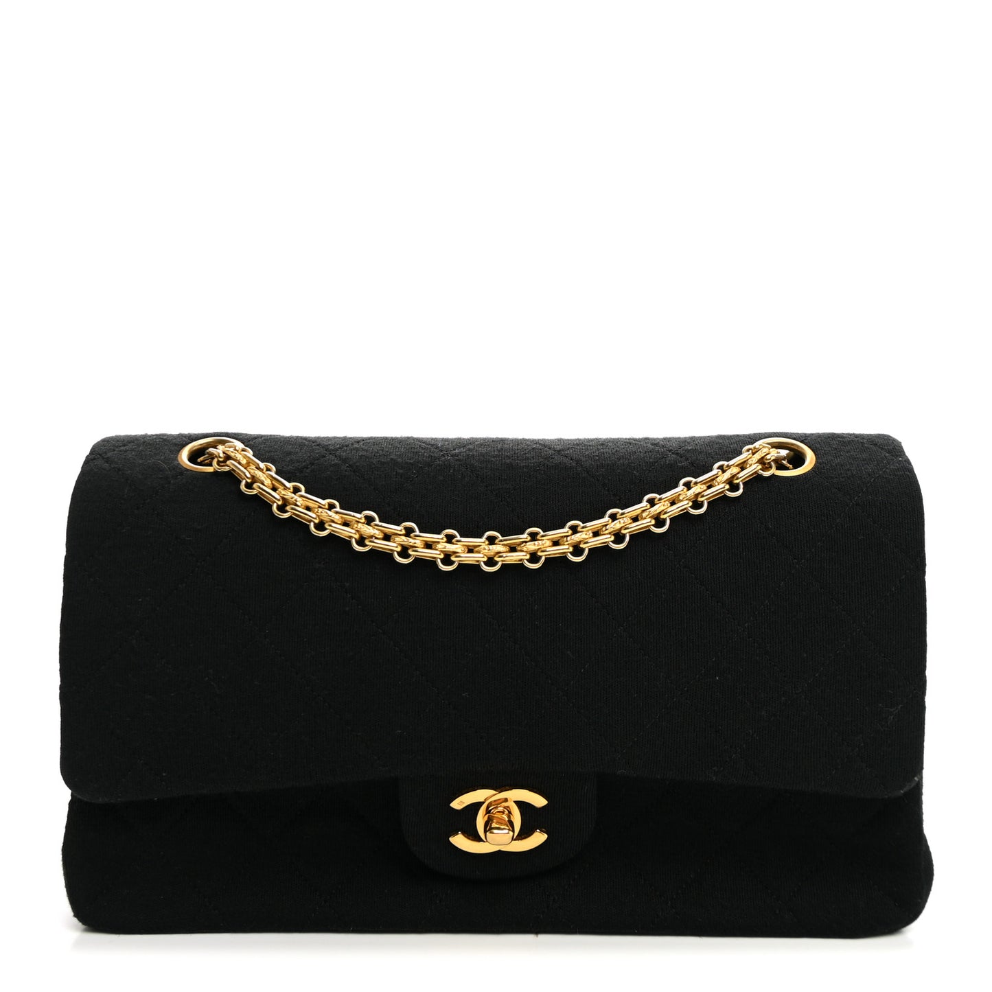 Jersey Quilted Medium Double Flap Black