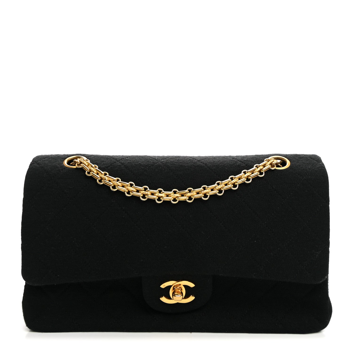 Chanel Jersey Quilted Medium Double Flap Black 1 of 10