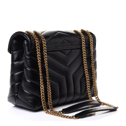 Saint Laurent Calfskin Y Quilted Monogram Small Loulou Chain Satchel Black 3 of 10