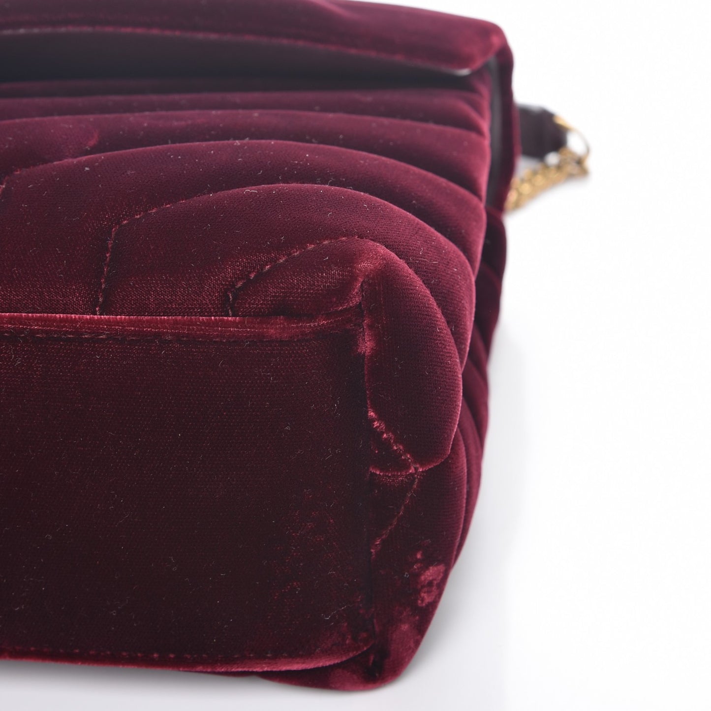 Velvet Y Quilted Monogram Small Loulou Chain Satchel Burgundy