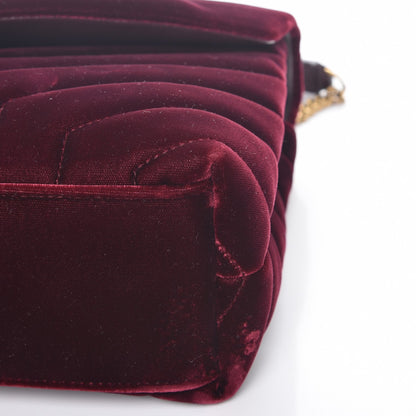 Saint Laurent Velvet Y Quilted Monogram Small Loulou Chain Satchel Burgundy 9 of 12