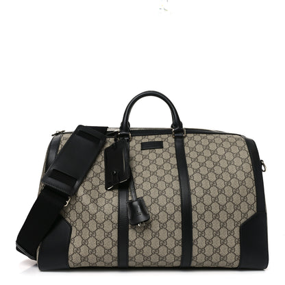 Gucci GG Supreme Monogram Selleria Calfskin Medium Duffle Beige Ebony Black 1 of 10