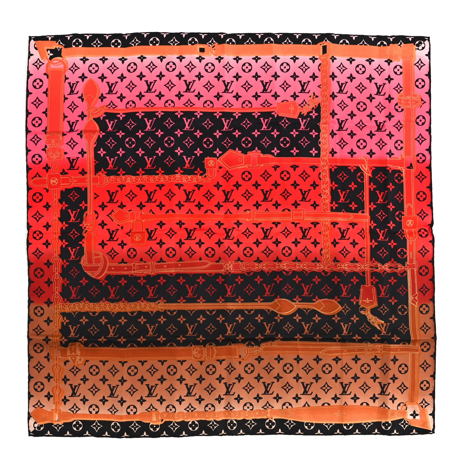Louis Vuitton Silk Monogram Rising Confidential Square Scarf 70 Beige Multicolor 2 of 6