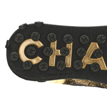 Chanel Metallic Lambskin Satin Finish Womens CC Sneakers 39.5 Black Gold 7 of 15