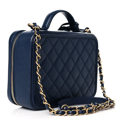 Chanel Caviar Quilted Medium CC Filigree Vanity Case Navy 2 of 9