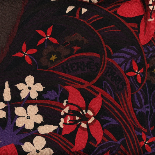 Cashmere Silk Tyger Tyger Shawl 140 Bleu Nuit Acajou Prune