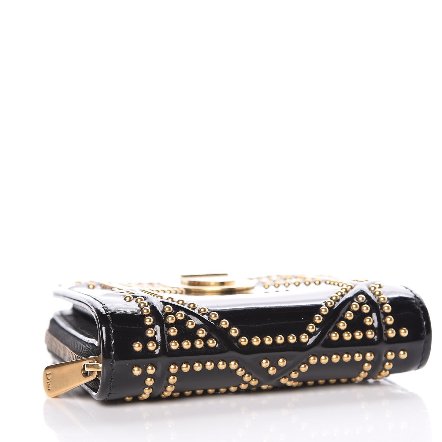Patent Studded Diorama Small Wallet Black