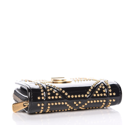 Christian Dior Patent Studded Diorama Small Wallet Black 4 of 11