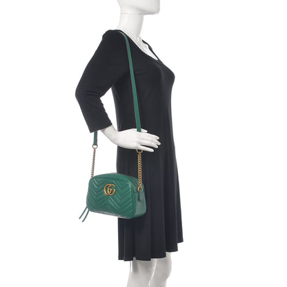 Gucci Calfskin Matelasse Small GG Marmont Chain Shoulder Bag Emerald Green 2 of 10