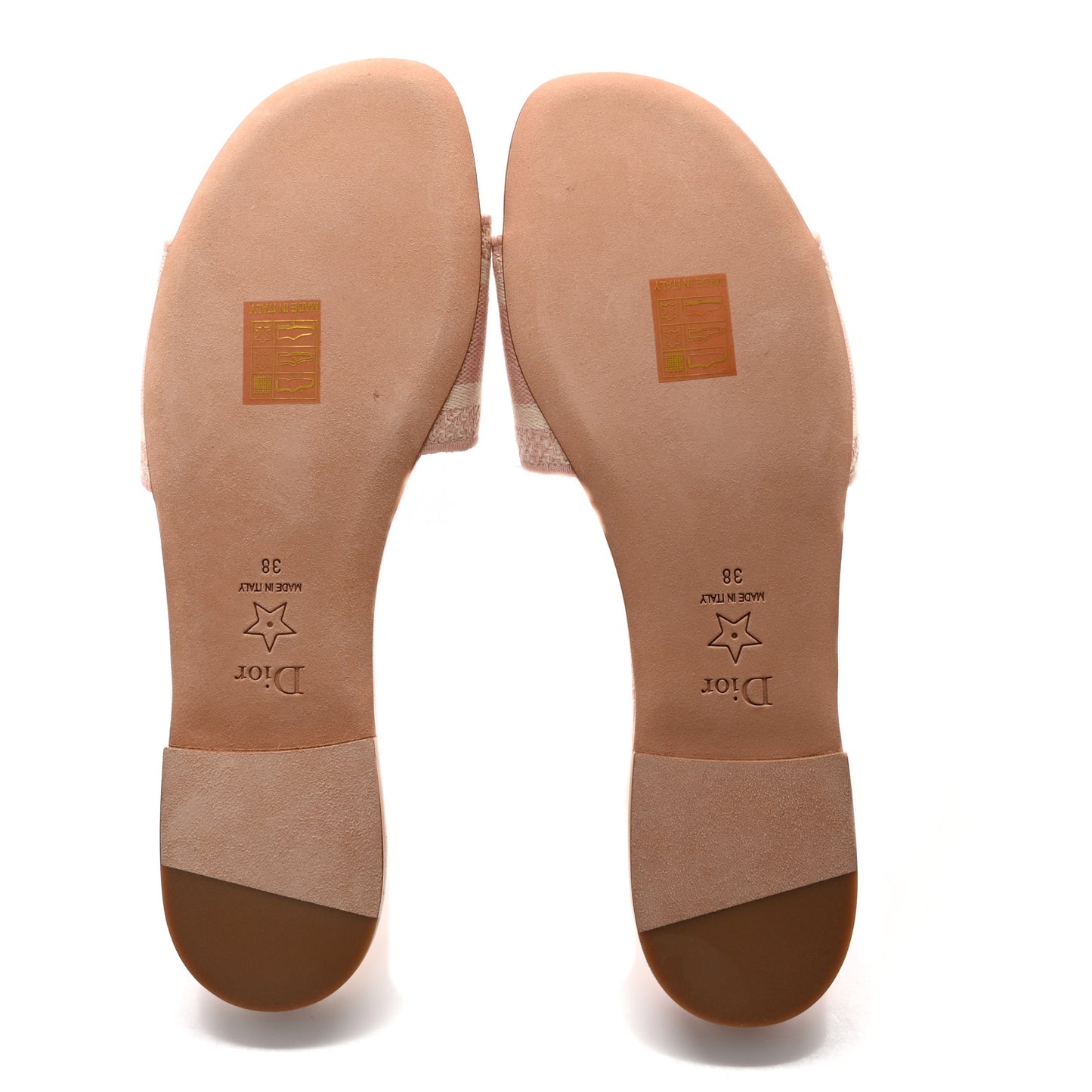Canvas Toile De Jouy Embroidered Dway Flat Slide Sandals 38 Light Pink