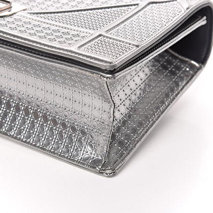 Christian Dior Metallic Patent Micro-Cannage Medium Diorama Flap Bag Silver 9 of 12