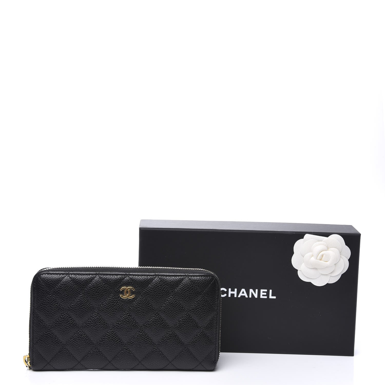 Chanel Caviar Quilted Large Gusset Zip Around Wallet Black 8 of 8
