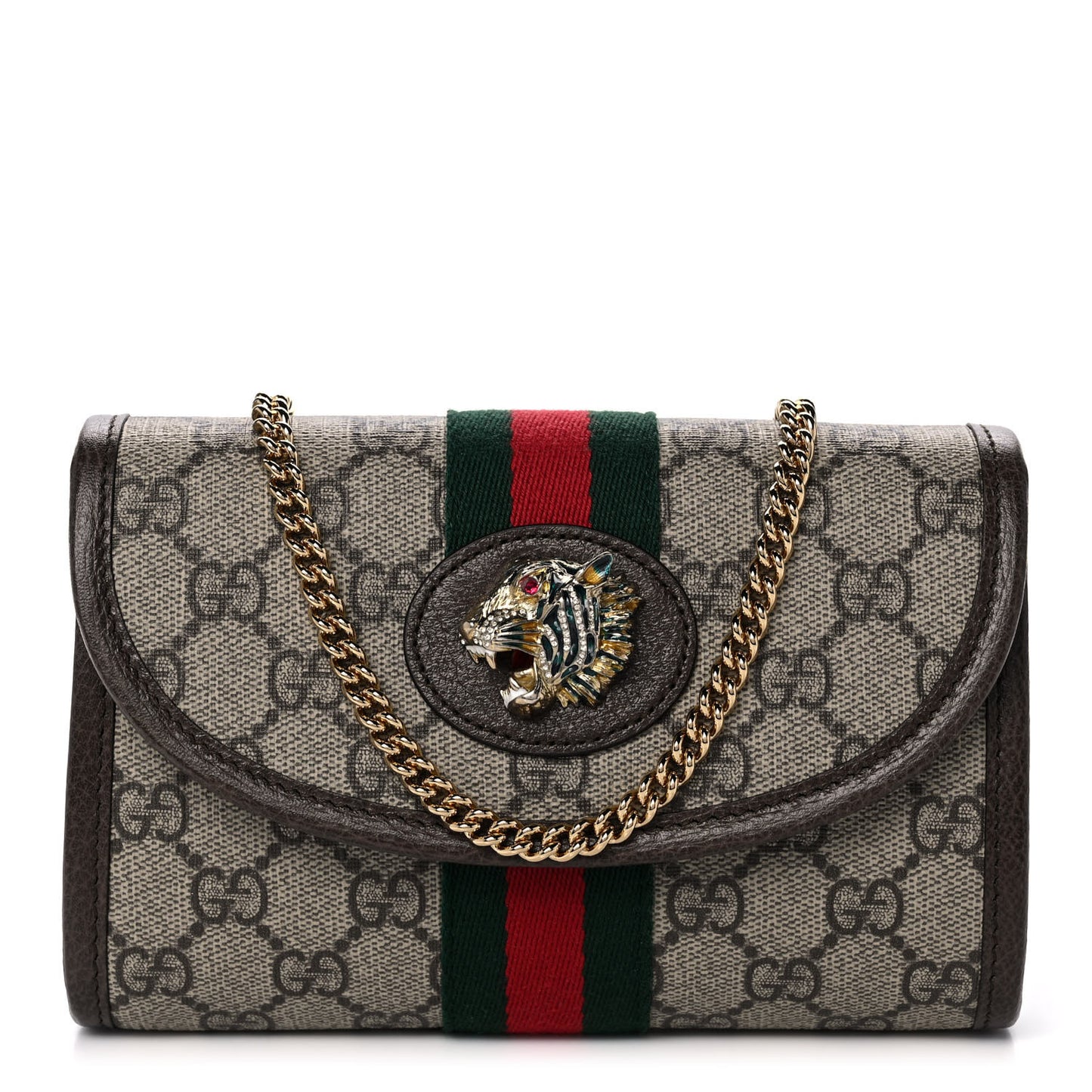 GG Supreme Monogram Web Mini Rajah Slim Flap Shoulder Bag Beige New Acero