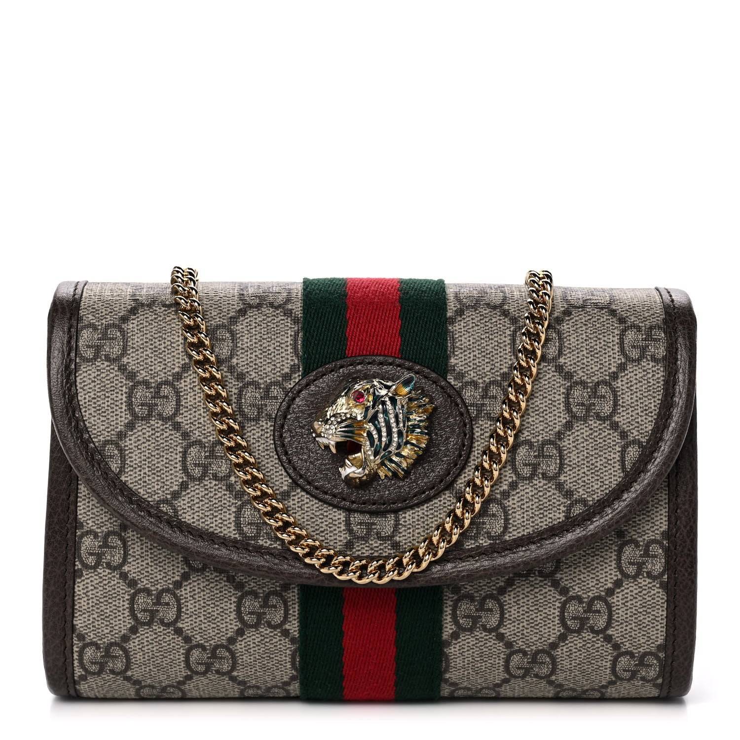 Gucci GG Supreme Monogram Web Mini Rajah Slim Flap Shoulder Bag Beige New Acero 1 of 12