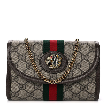 Gucci GG Supreme Monogram Web Mini Rajah Slim Flap Shoulder Bag Beige New Acero 1 of 12