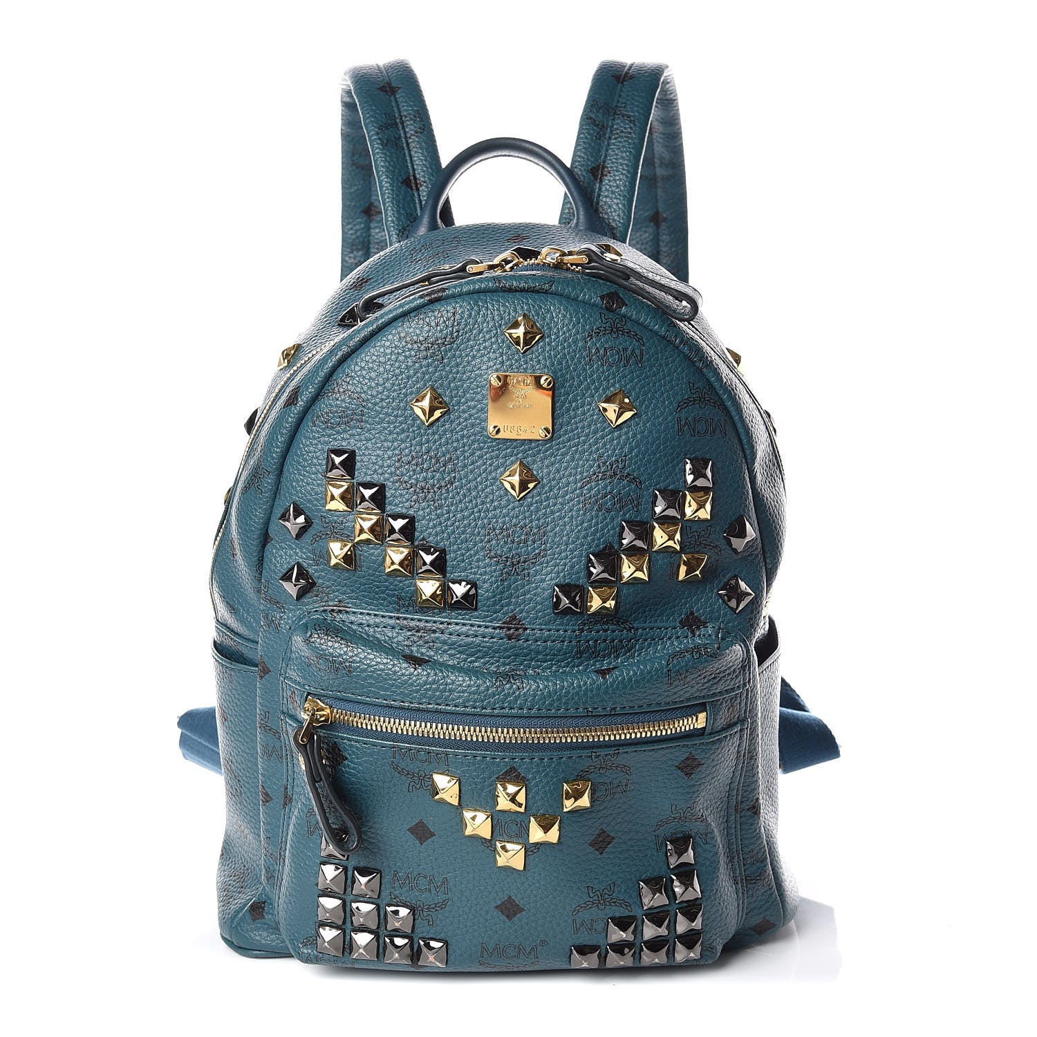 MCM Visetos Studded Small Stark M Backpack Teal 1 of 11