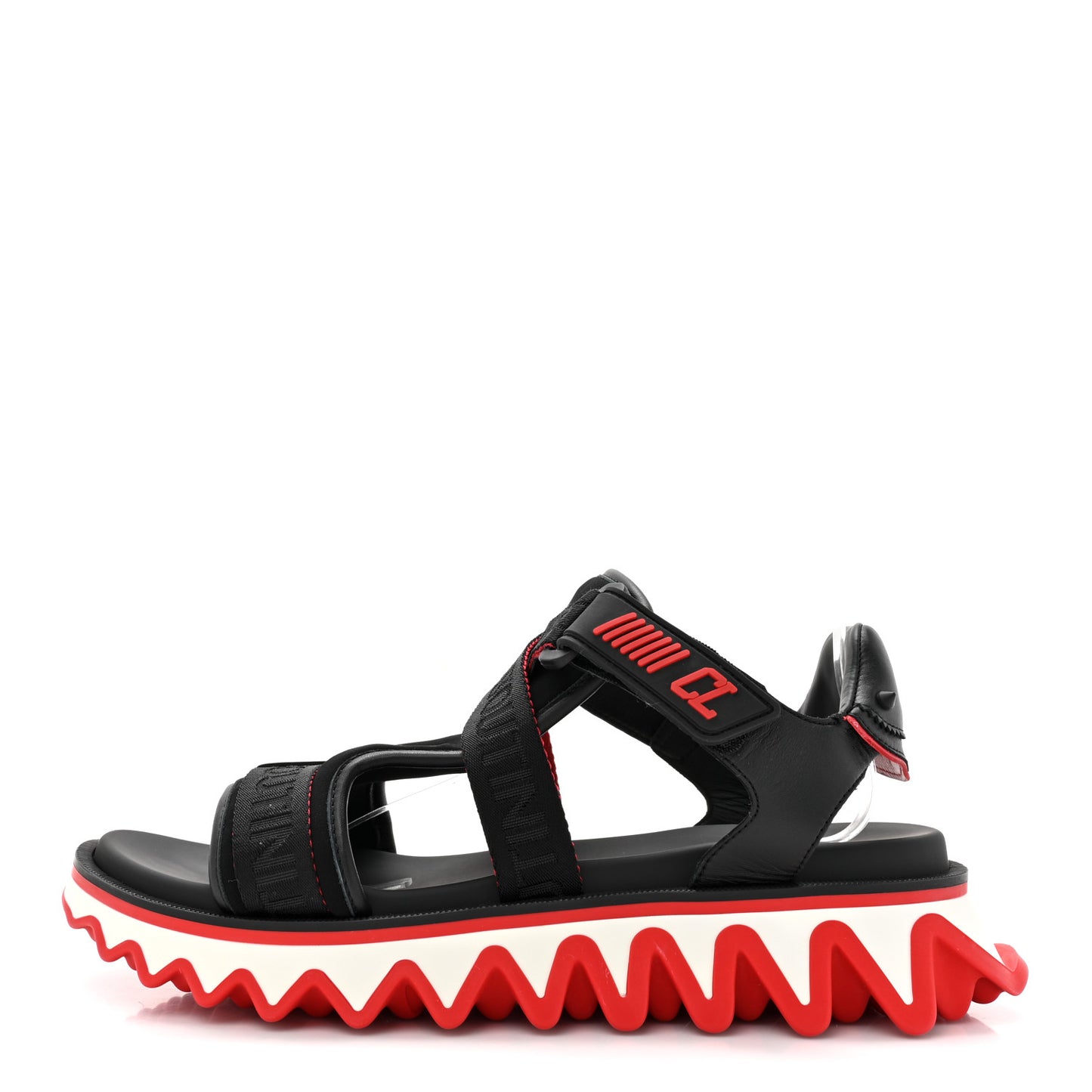 Calfskin Neoprene Mens Summer Loubishark Sandals 44 Black