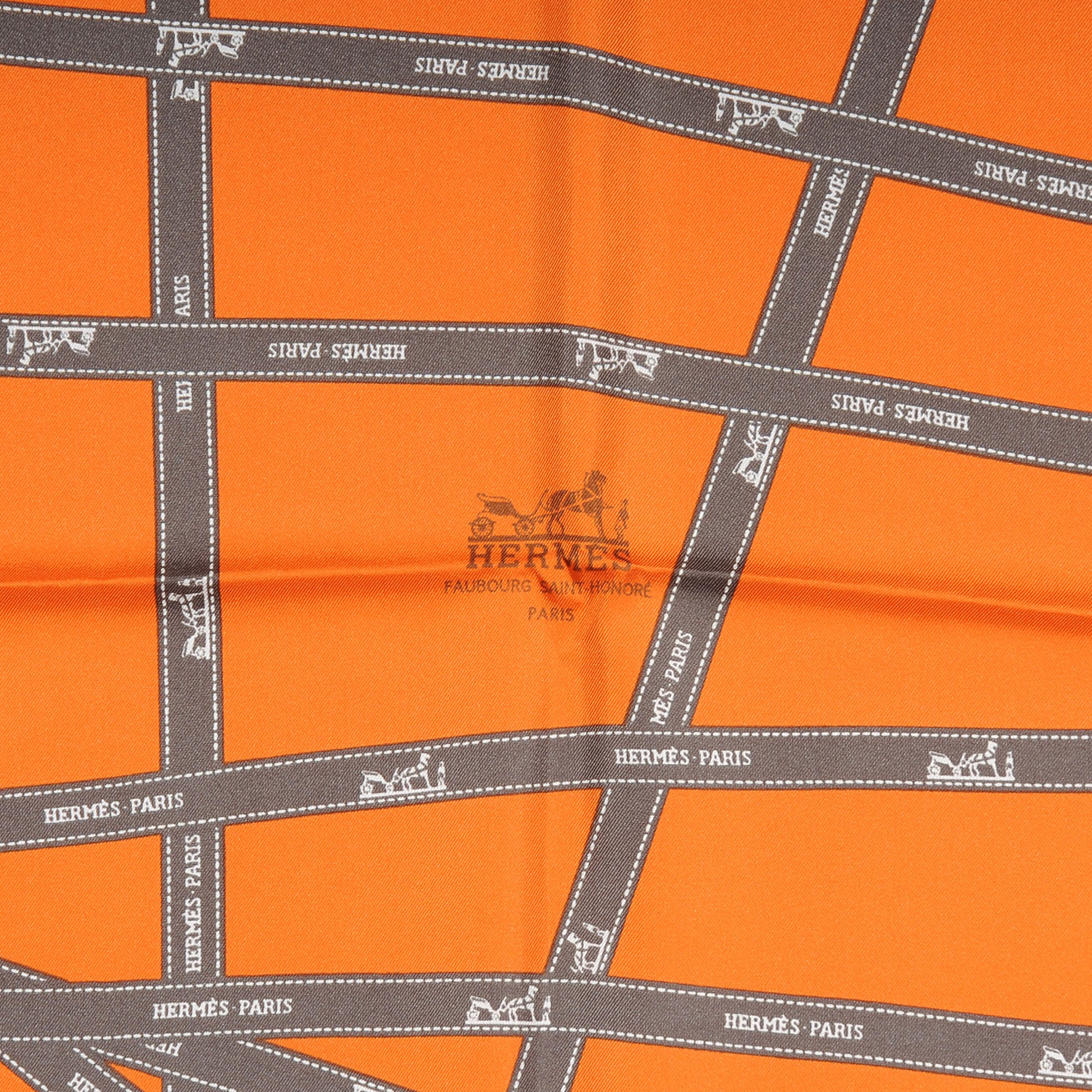 Hermes Silk Bolduc Orange Scarf 90 3 of 5