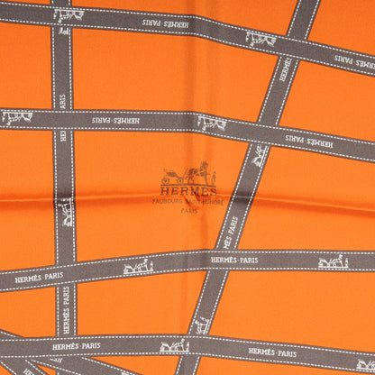 Hermes Silk Bolduc Orange Scarf 90 3 of 5