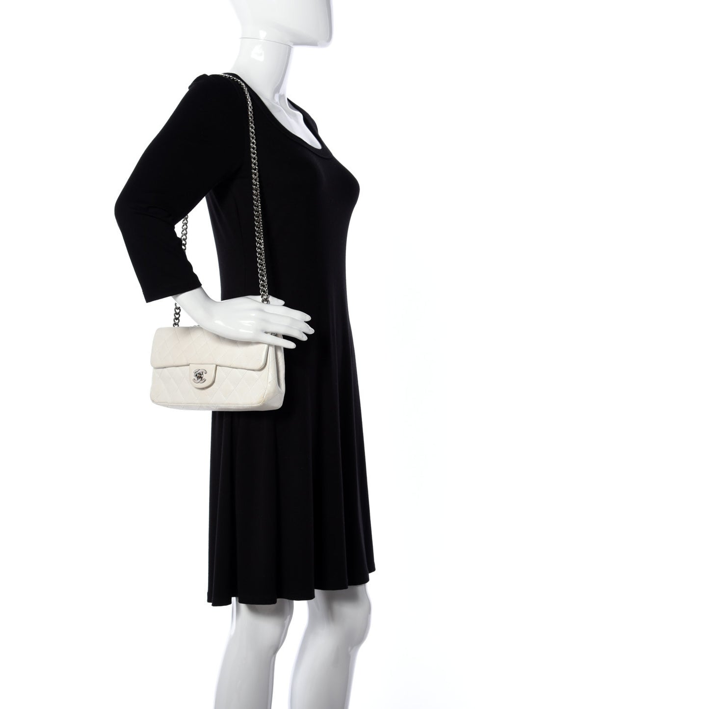 Lambskin Quilted East West Flap Bijoux Chain White
