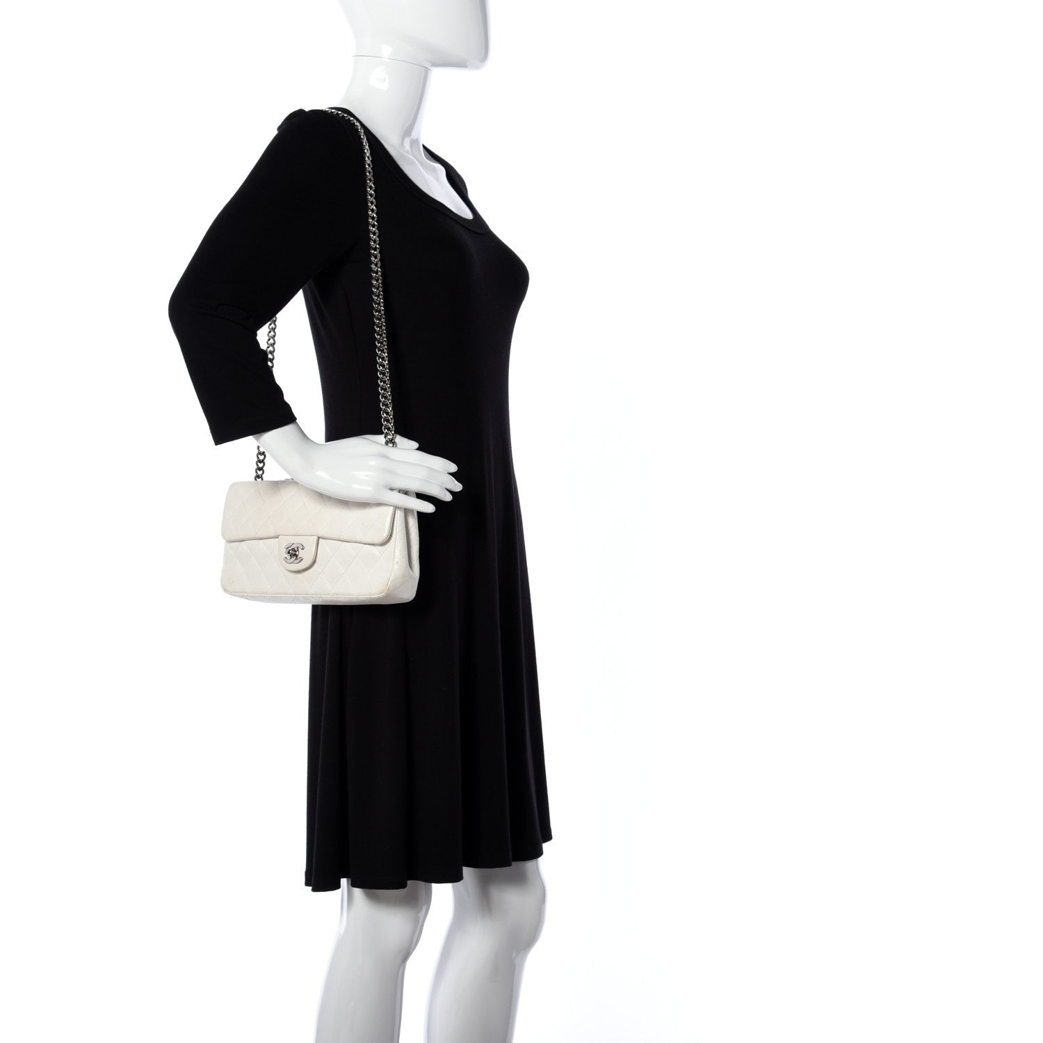 Chanel Lambskin Quilted East West Flap Bijoux Chain White 2 of 13