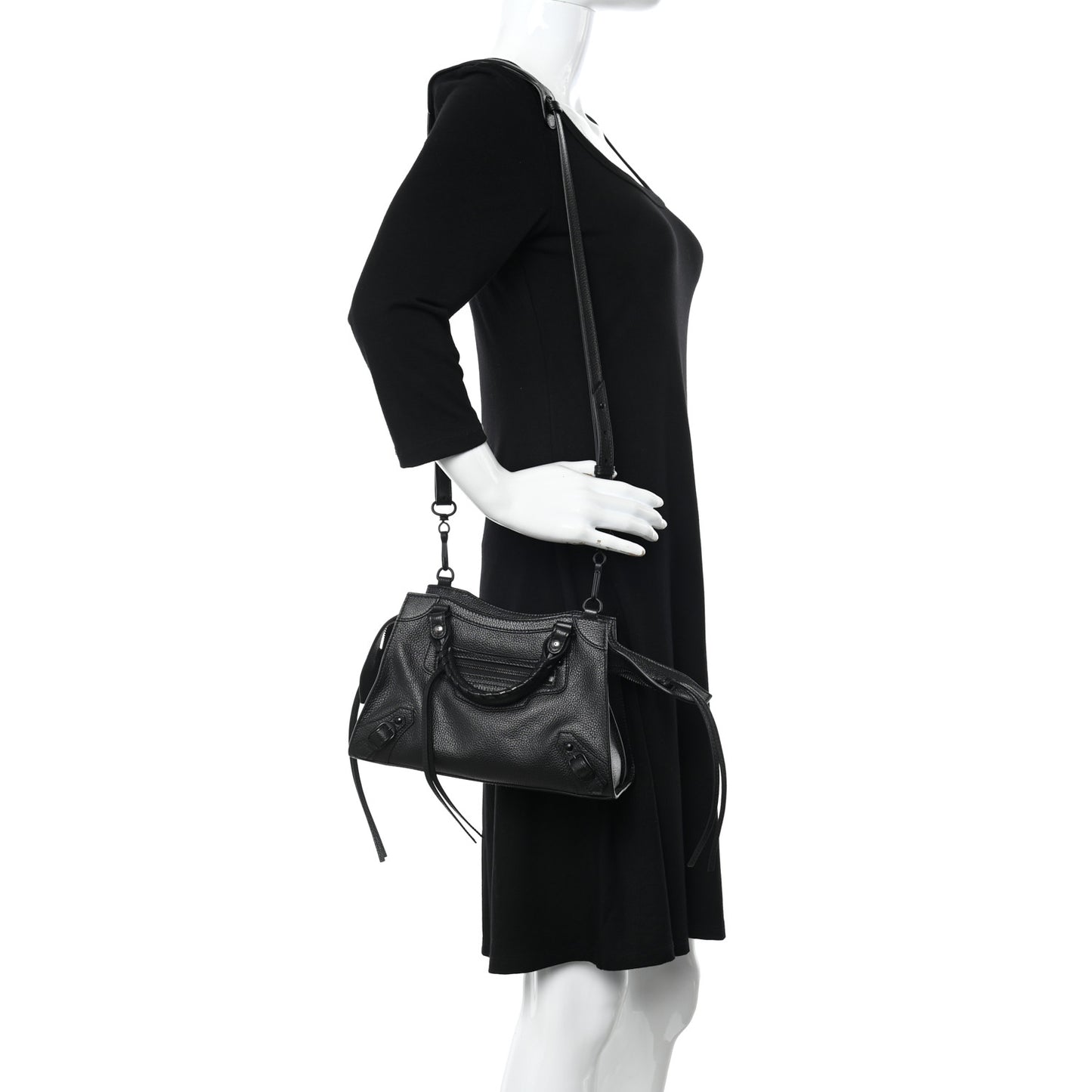 Grained Calfskin Neo Classic Black Hardware XS City Black