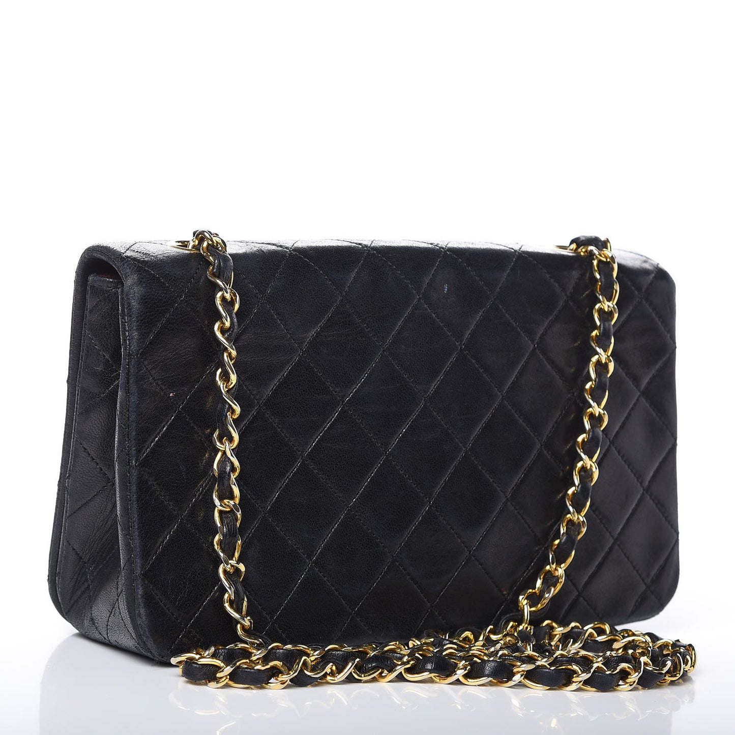 Lambskin Quilted Small Single Flap Bag Black