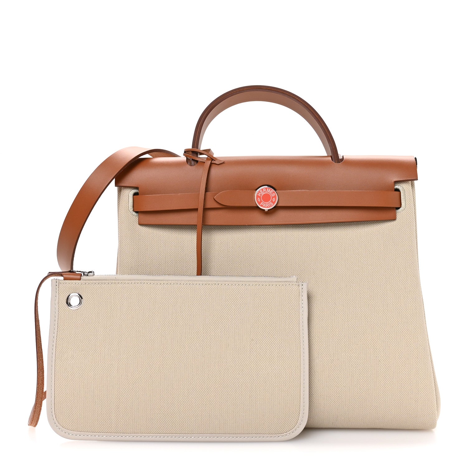 Hermes Toile Militaire Vache Hunter Laque Herbag Zip Retourne 31 PM Beton Fauve 3 of 12