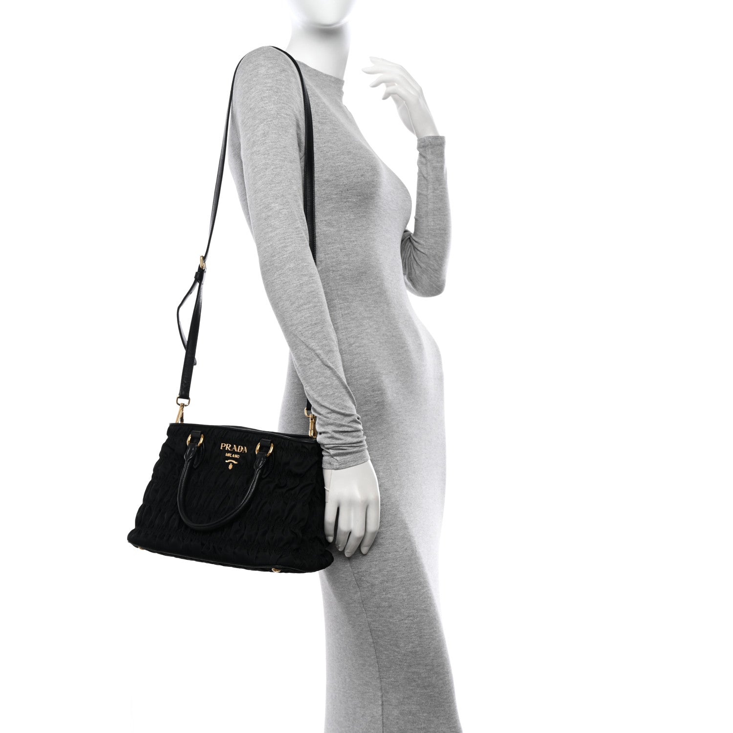 Prada Tessuto Nylon Gaufre Small Tote Black 2 of 13