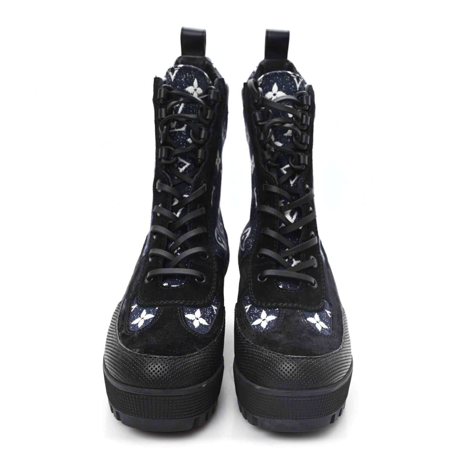 Louis Vuitton Calfskin Monogram Denim Laureate Platform Desert Boots 37 Navy Blue 3 of 9