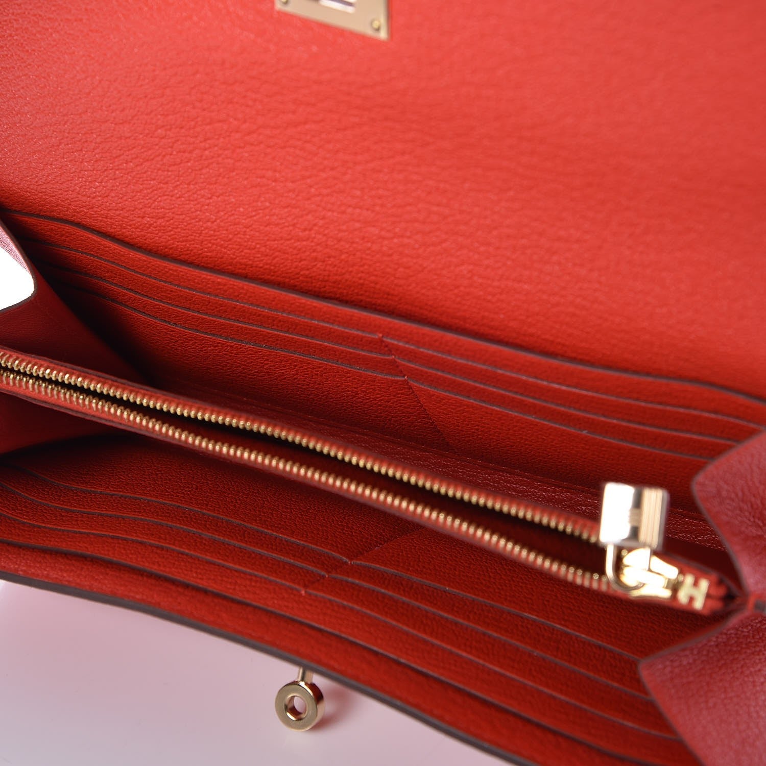Hermes Chevre Mysore Kelly Longue Wallet Rouge Tomate 5 of 8