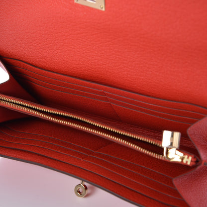 Hermes Chevre Mysore Kelly Longue Wallet Rouge Tomate 5 of 8