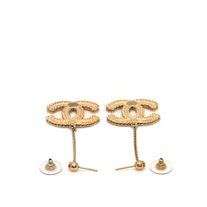 Chanel CC Drop Earrings Matte Gold 3 of 5