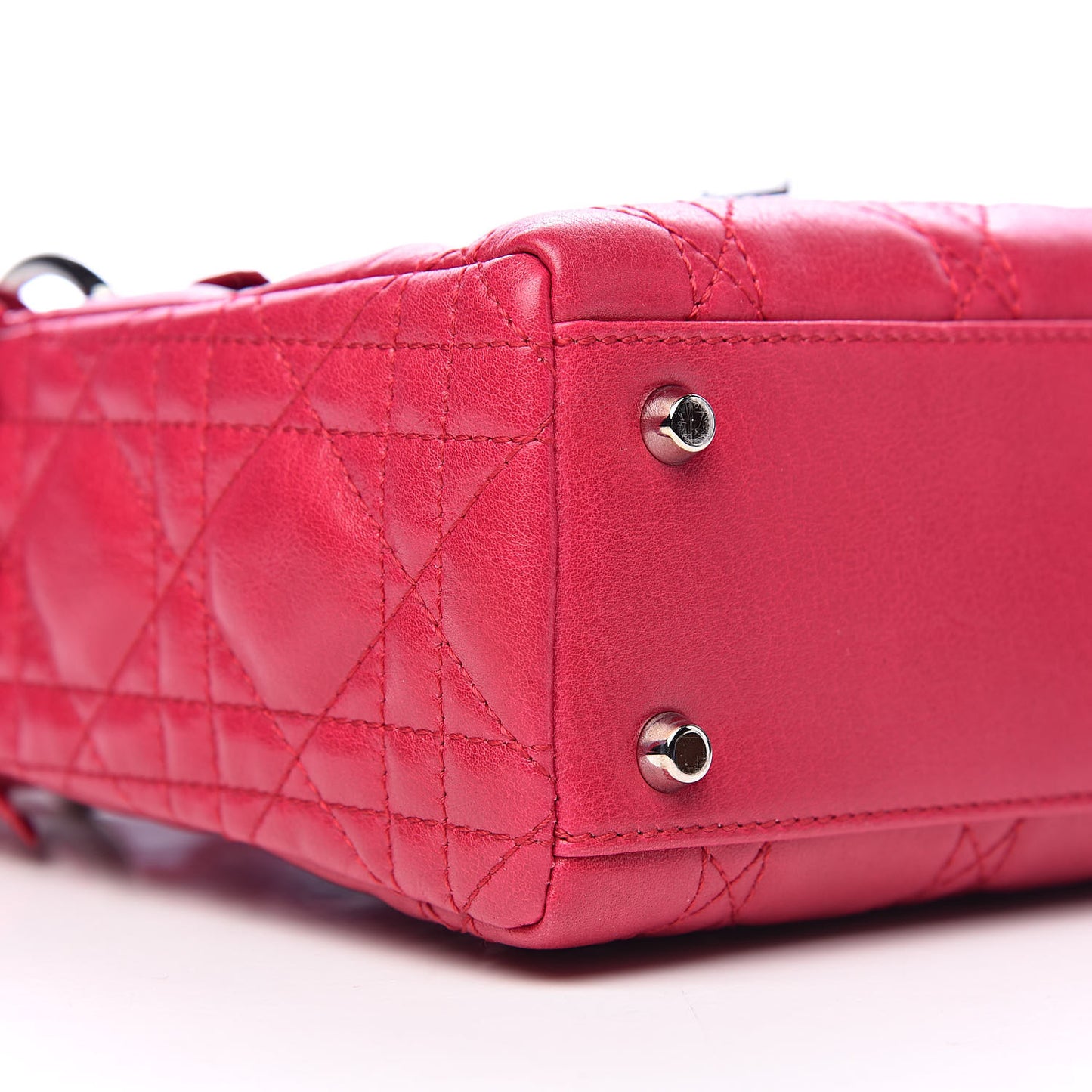 Lambskin Cannage Bow Mini Lady Dior Fuchsia